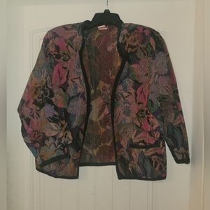 Marsha Los Angeles vintage multicolor canvas cardigan women's M-L